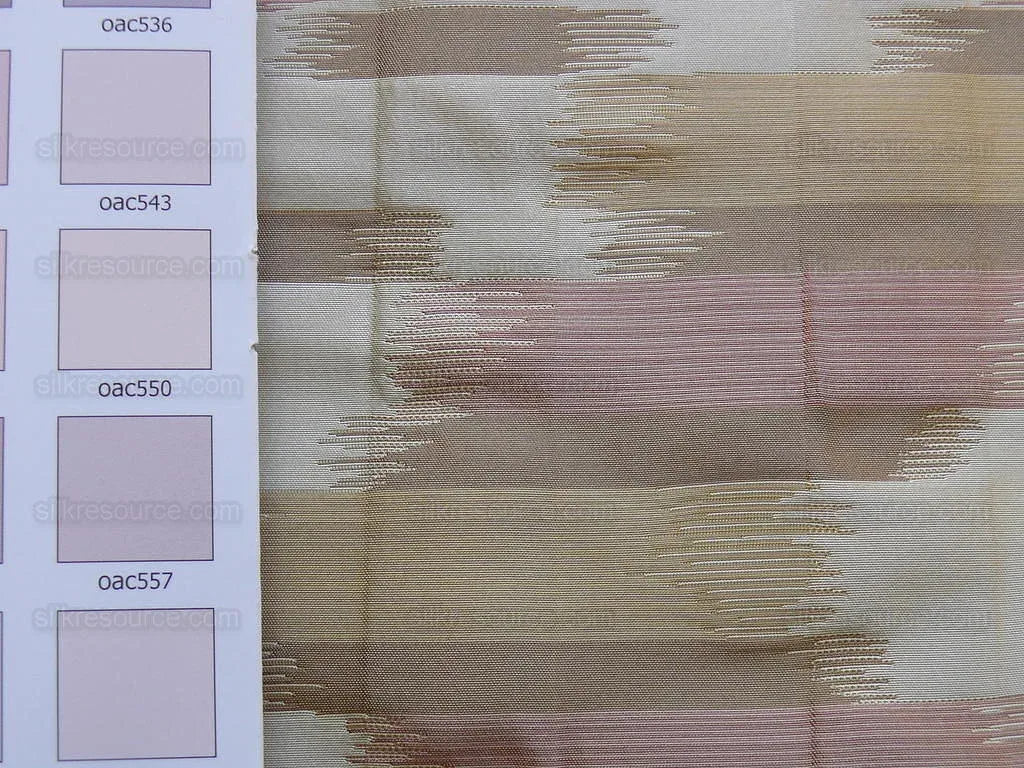 100% Silk Lampas Ikat Wave "cameo" Khaki Beige Brown Pink MSRP USD 268