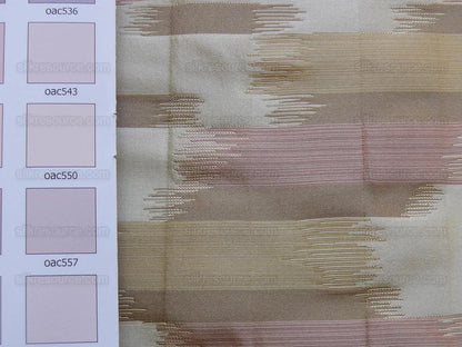 100% Silk Lampas Ikat Wave "cameo" Khaki Beige Brown Pink MSRP USD 268