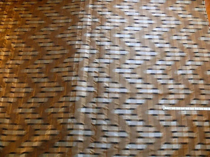100% Silk Lampas Ikat Wave "pewter" Tan Black Brown Beige MSRP USD 268