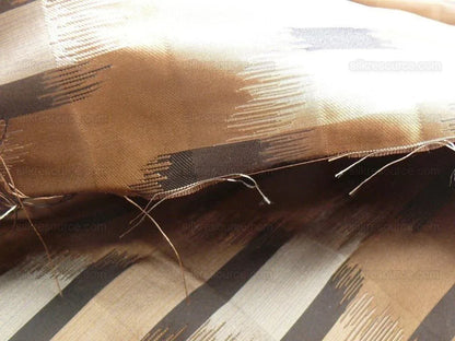 100% Silk Lampas Ikat Wave "pewter" Tan Black Brown Beige MSRP USD 268