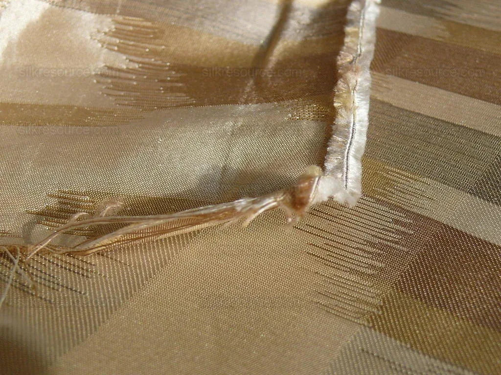 100% Silk Lampas Ikat Wave "flax" Tan Brown Gray Beige MSRP USD 268/y