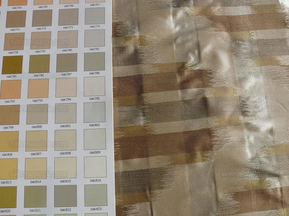 100% Silk Lampas Ikat Wave "flax" Tan Brown Gray Beige MSRP USD 268/y