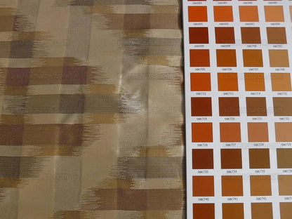 100% Silk Lampas Ikat Wave "flax" Tan Brown Gray Beige MSRP USD 268/y