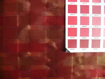 100% Silk Lampas Ikat Wave "redwood" Red Pink Green MSRP USD 268/y