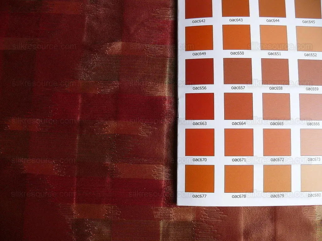 100% Silk Lampas Ikat Wave "redwood" Red Pink Green MSRP USD 268/y