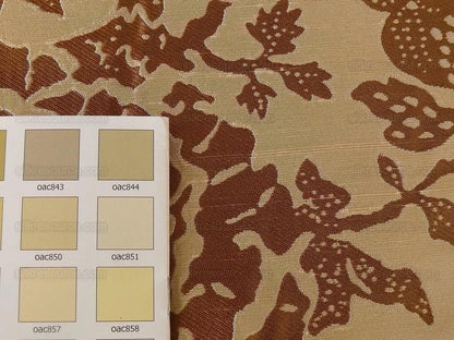 100% Silk Lampas Palampore Ikat Tree Of Life Pomegranate and Figs "toffee Twist" Gold Mocha Reversible