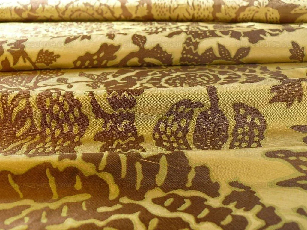 100% Silk Lampas Papercut Tree Of Life Pom "arbor" Brown