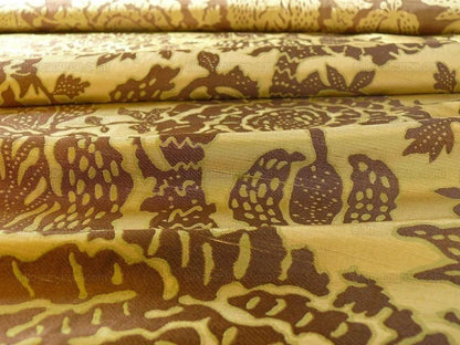 100% Silk Lampas Papercut Tree Of Life Pom "arbor" Brown