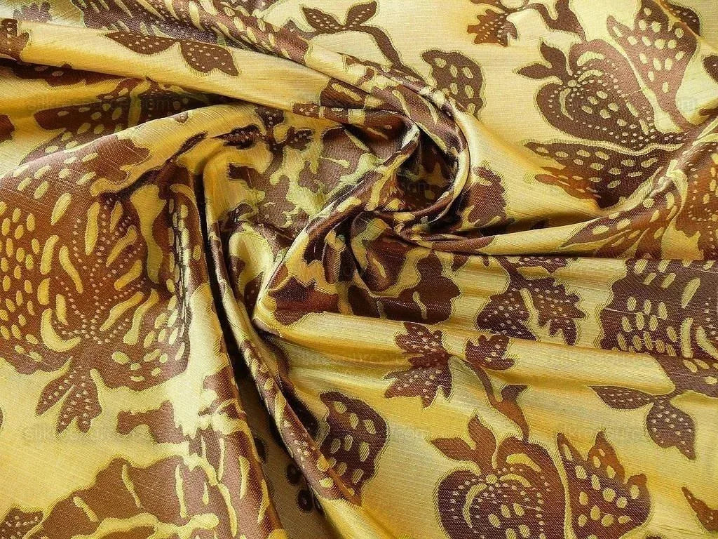 100% Silk Lampas Papercut Tree Of Life Pom "arbor" Brown