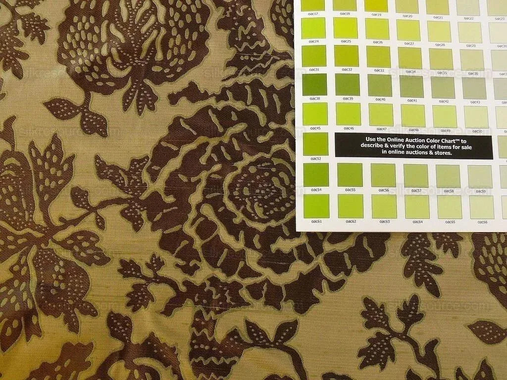 100% Silk Lampas Papercut Tree Of Life Pom "arbor" Brown