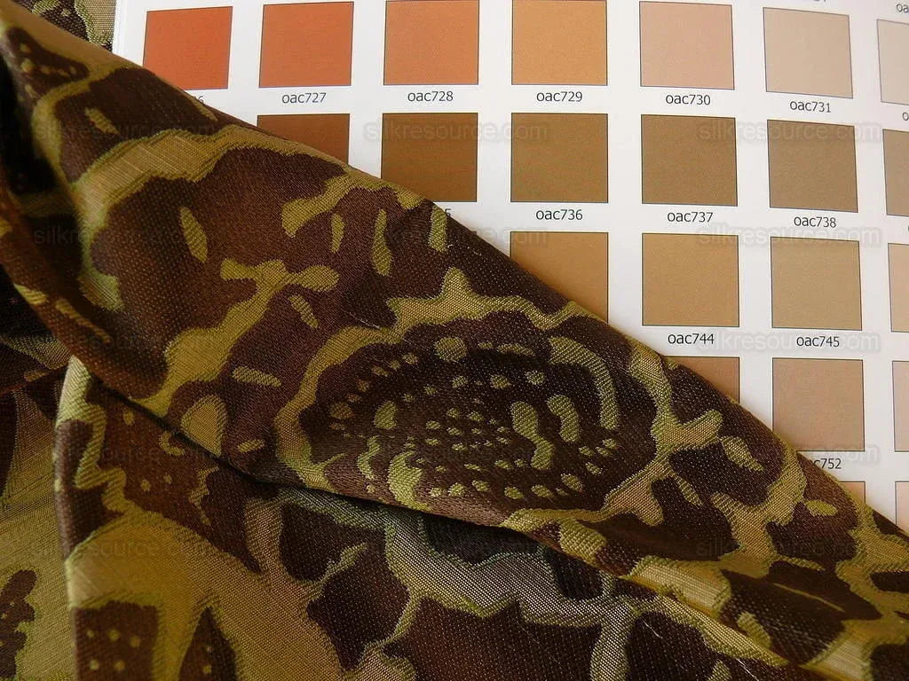 100% Silk Lampas Papercut Tree Of Life Pom "arbor" Brown