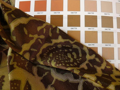 100% Silk Lampas Papercut Tree Of Life Pom "arbor" Brown