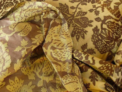 100% Silk Lampas Papercut Tree Of Life Pom "arbor" Brown