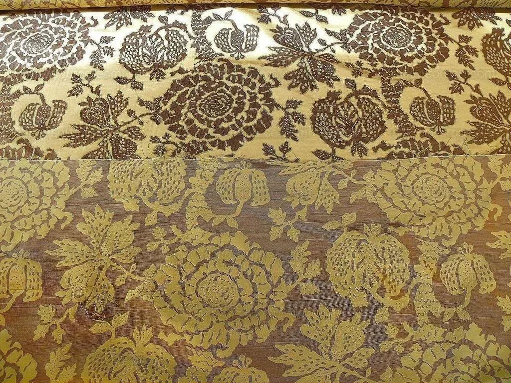 100% Silk Lampas Papercut Tree Of Life Pom "arbor" Brown