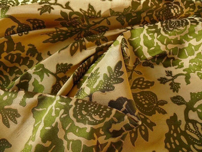 100% Silk Lampas Papercut Tree Of Life Pom "arugula" Green