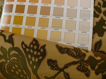 100% Silk Lampas Papercut Tree Of Life Pom "arugula" Green