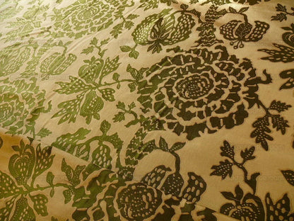 100% Silk Lampas Papercut Tree Of Life Pom "arugula" Green
