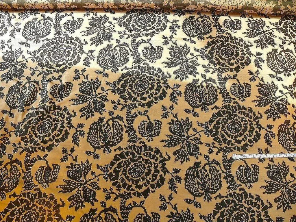 100% Silk Lampas Papercut Tree Of Life Pom "caviar" Black