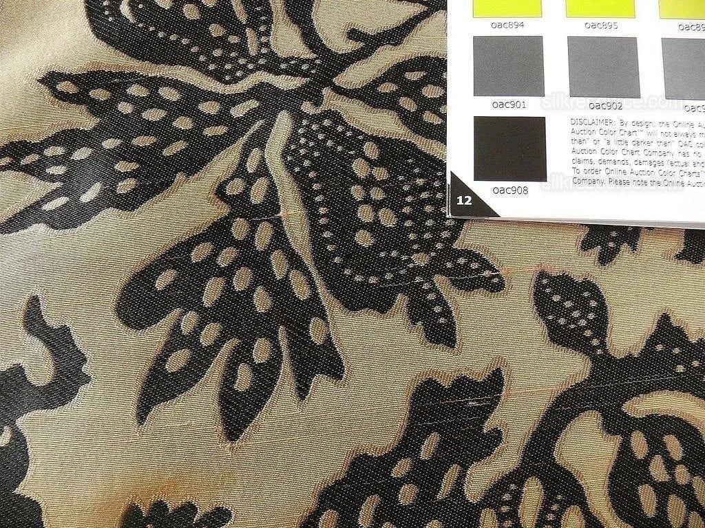 100% Silk Lampas Papercut Tree Of Life Pom "caviar" Black