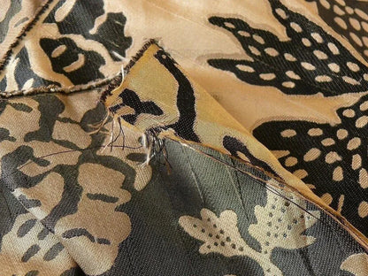 100% Silk Lampas Papercut Tree Of Life Pom "caviar" Black