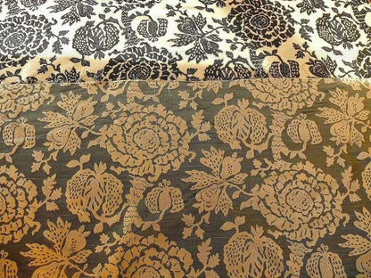 100% Silk Lampas Papercut Tree Of Life Pom "caviar" Black