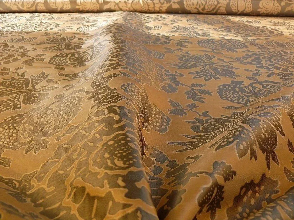 100% Silk Lampas Papercut Tree Of Life Pom "cloudy" Gray