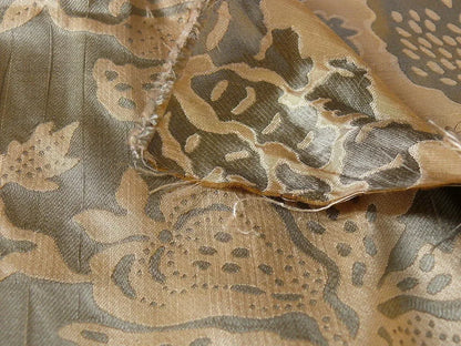 100% Silk Lampas Papercut Tree Of Life Pom "cloudy" Gray