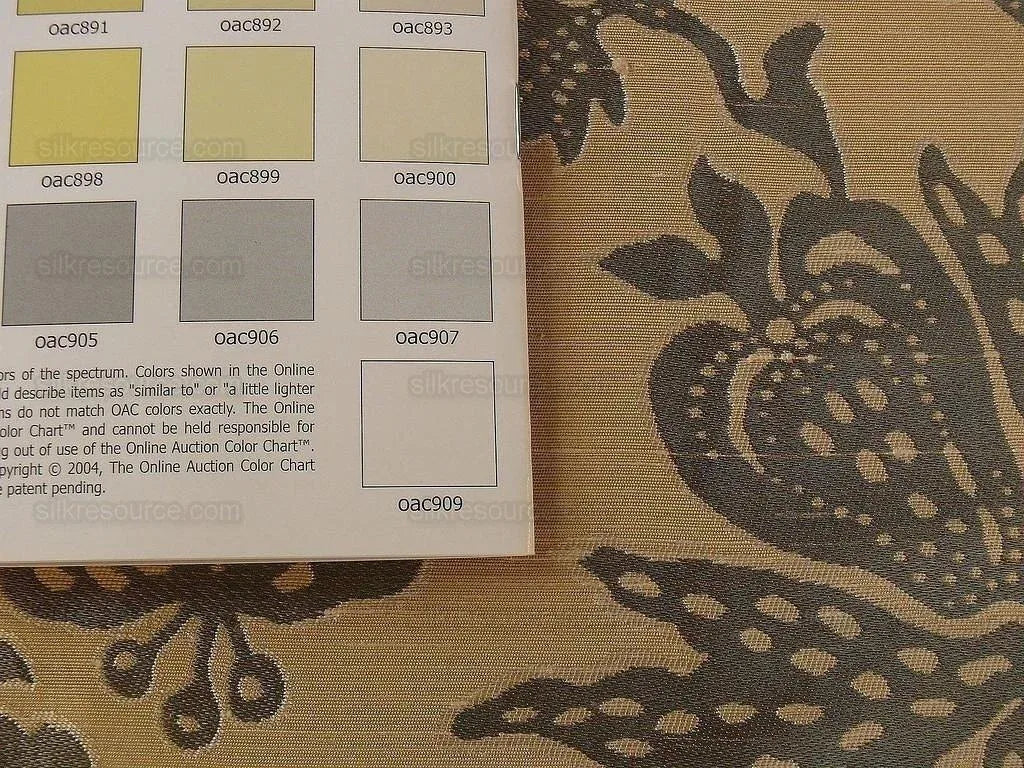 100% Silk Lampas Papercut Tree Of Life Pom "cloudy" Gray