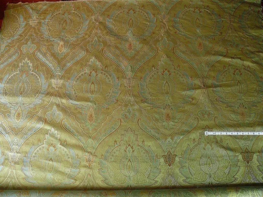 by yard 100% Silk Lampas Irisa "celadon" Blue