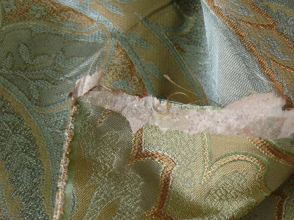 by yard 100% Silk Lampas Irisa "celadon" Blue
