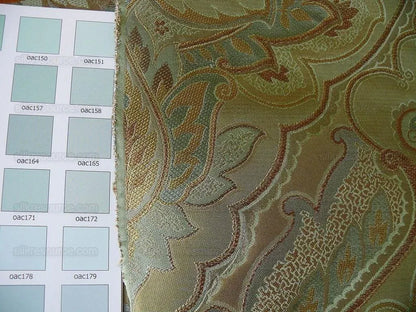 by yard 100% Silk Lampas Irisa "celadon" Blue