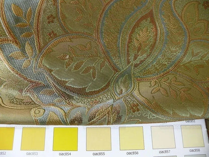 by yard 100% Silk Lampas Irisa "celadon" Blue