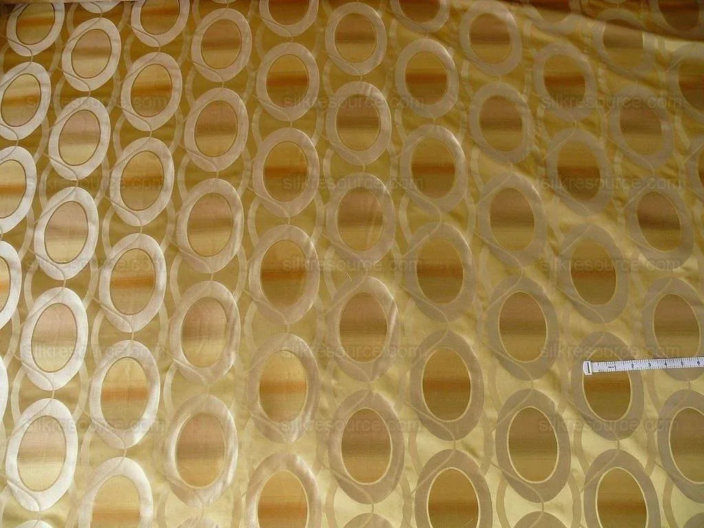 100% Silk Lampas Egg Mirror "cornsilk" Gold Brown