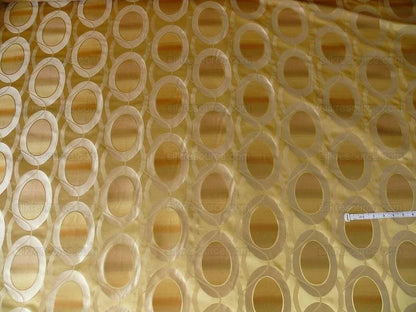 100% Silk Lampas Egg Mirror "cornsilk" Gold Brown