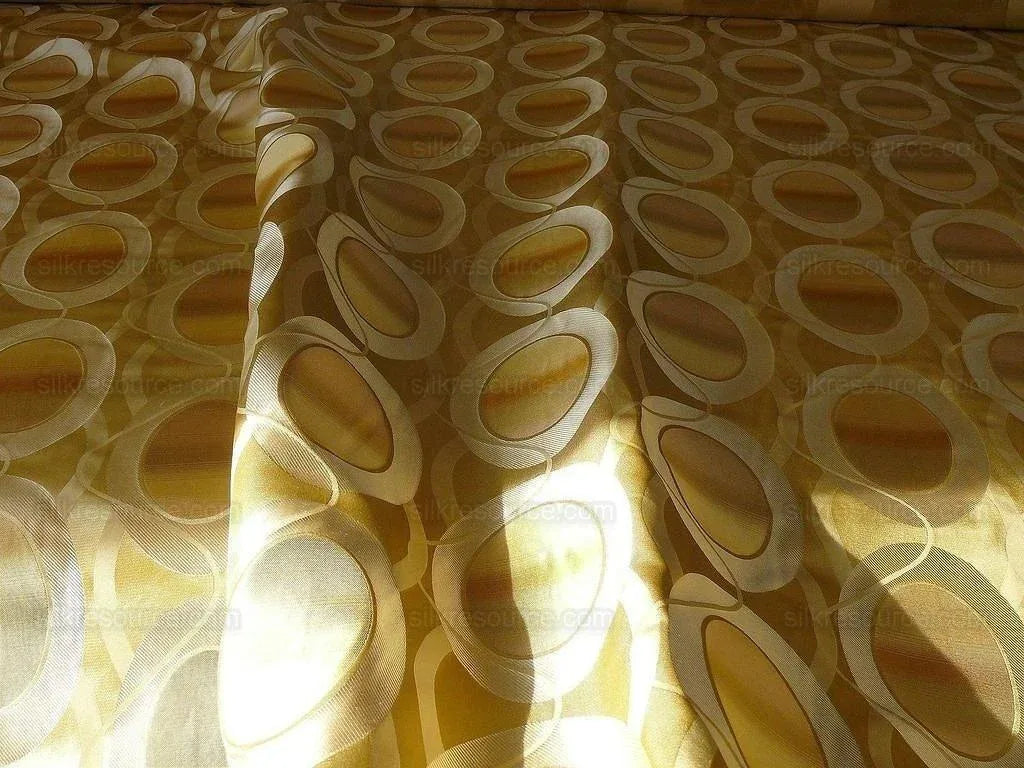 100% Silk Lampas Egg Mirror "cornsilk" Gold Brown