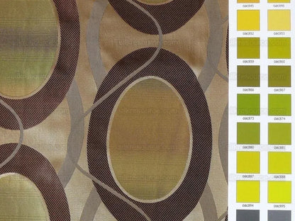 100% Silk Lampas Egg Mirror "loden" Khaki Green Brown Grey Gold