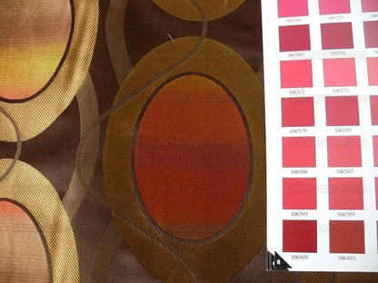 100% Silk Lampas Egg Mirror "mandarin" Brown Orange Gold