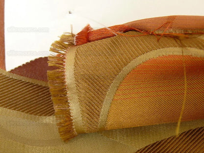 100% Silk Lampas Egg Mirror "curry" Khaki  Brown Orange Red Yellow