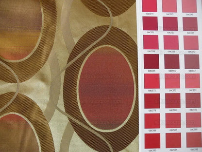 100% Silk Lampas Egg Mirror "curry" Khaki  Brown Orange Red Yellow