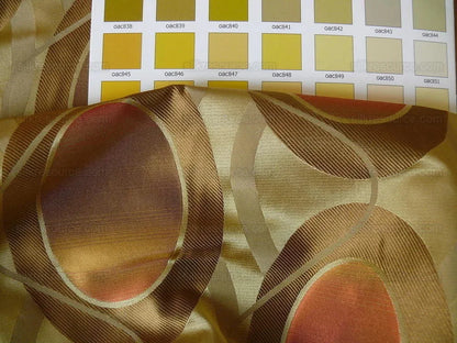 100% Silk Lampas Egg Mirror "curry" Khaki  Brown Orange Red Yellow
