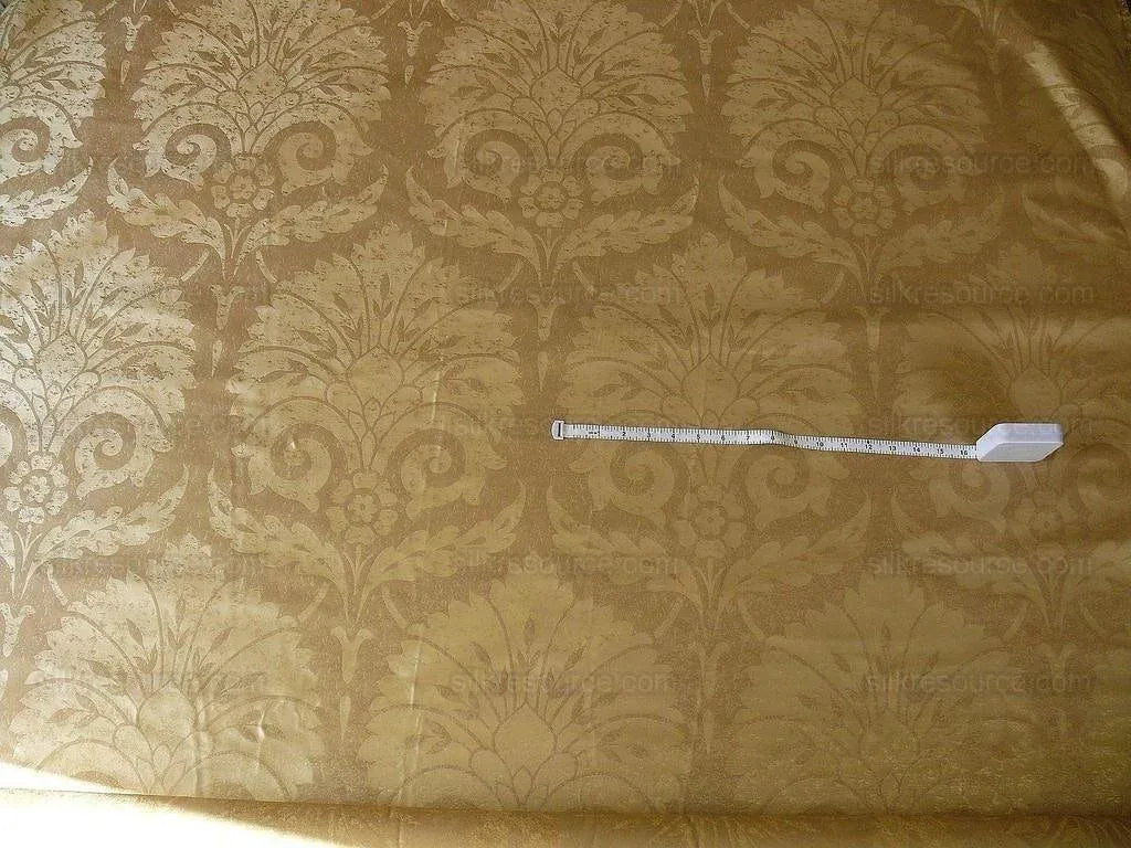 BY Yard 100% Silk Damask Large Stone Paisley "lariat" Tan Mid Century