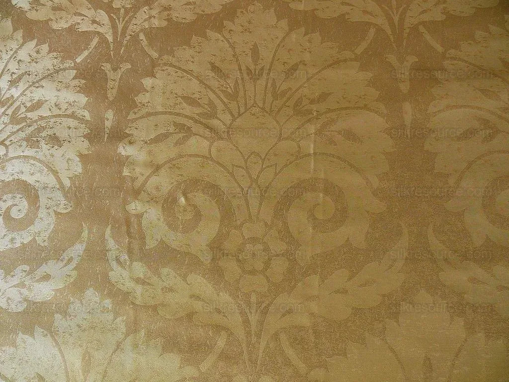 BY Yard 100% Silk Damask Large Stone Paisley "lariat" Tan Mid Century