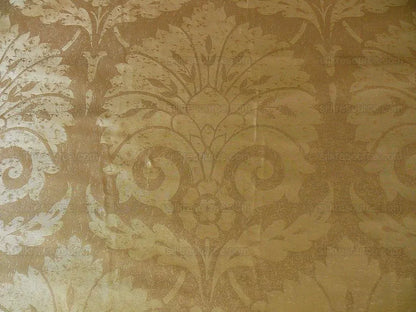 BY Yard 100% Silk Damask Large Stone Paisley "lariat" Tan Mid Century
