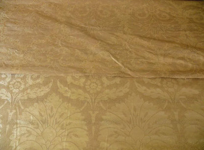 BY Yard 100% Silk Damask Large Stone Paisley "lariat" Tan Mid Century