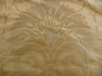 BY Yard 100% Silk Damask Large Stone Paisley "lariat" Tan Mid Century