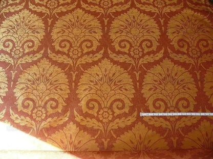 BY Yard 100% Silk Damask Large Stone Paisley "mandarin" Red Mid Century