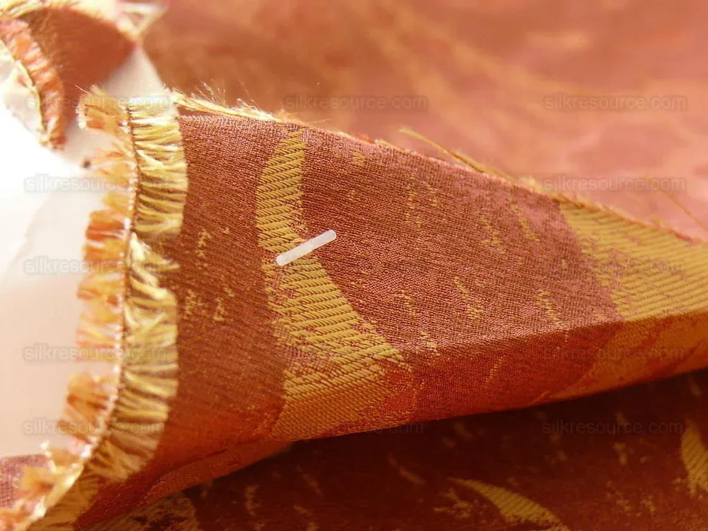 BY Yard 100% Silk Damask Large Stone Paisley "mandarin" Red Mid Century