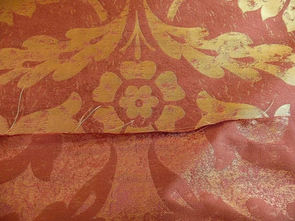 BY Yard 100% Silk Damask Large Stone Paisley "mandarin" Red Mid Century