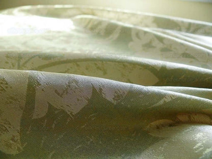 BY Yard 100% Silk Damask Large Stone Paisley "willow" Green Mid Century