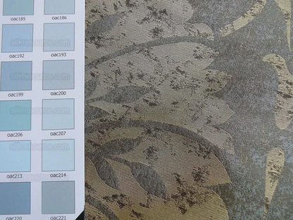 by yard 100% Silk Damask Large Stone Paisley Caspian Grey Blue Mid Century   #1379b